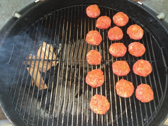 Grill setup for smoked meatballs